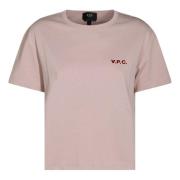 A.P.C. Kontrasterande Logga Rosa T-shirt Rund Hals Pink, Dam