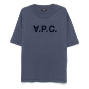 A.P.C. Bomull T-shirt med Designers kod Blue, Herr