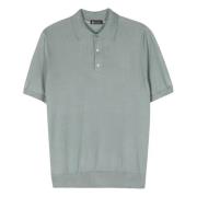 COLOMBO Lyxig Cashmere Silk Polo Shirt Green, Herr