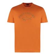 Paul & Shark Ribbad krage bomull crew-neck T-shirt Orange, Herr