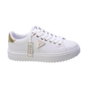 Guess Vita lädersneakers med guld detaljer White, Dam