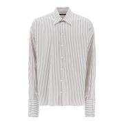 Dolce & Gabbana Oversized Randig Poplin Skjorta White, Herr