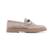 Brunello Cucinelli Grå Mocka Pärla Loafers Gray, Dam