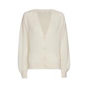 Marie Méro Alpaca V-Neck Cardigan White, Dam