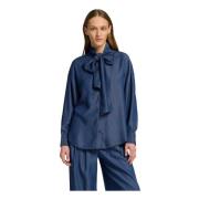 Selected Femme Denim Blus med Båge Blue, Dam