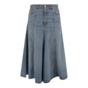 Haikure Denim Flared Leg Kjol Blue, Dam