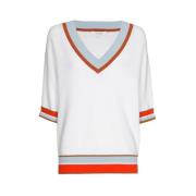 Marie Méro Collegiate V-Neck Sweater White, Dam