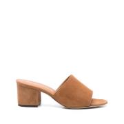 Via Roma 15 Brun Läder Blockklack Sandaler Brown, Dam