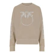 PINKO Bomull Crew Neck Logo Sweatshirt Beige Beige, Dam