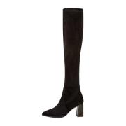 Cesare Gaspari Suede Chic Over-the-Knee Boots Black, Dam