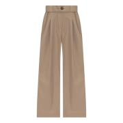 Moncler Beige Wide Leg Byxor Beige, Dam