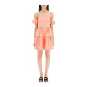 STAUD Orange Bomull Off-Shoulder Mini Klänning Pink, Dam