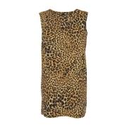 Norma Kamali Leopardtryck Kort Tech Fabric Klänning Brown, Dam