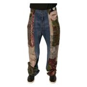 Dolce & Gabbana Blå Patchwork Straight Denim Jeans Multicolor, Herr