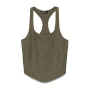 Mugler Khaki Olympisk Halsring Korsett Topp Green, Dam