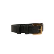 Dolce & Gabbana Svart Strukturerat Läderarmband med Guldspänne Black, ...