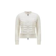 Moncler Ull Zip-Up Cardigan med Vaddering White, Dam