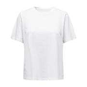 ONLY Vit Bomull Rund Hals T-shirt White, Dam