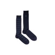 Emporio Armani Blå Bomull Crew Socks Blue, Herr