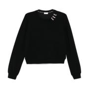 Liu Jo Svart Crew Neck Tröja Ribbad Kant Black, Dam