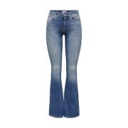 ONLY Blå Bell Bottom Jeans med dragkedja Blue, Dam