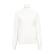 Maison Margiela Ull Roll-neck Tröja med Dekorativ Sömn Beige, Dam