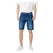 Antony Morato Blå Bomullszip-shorts med Fickor Blue, Herr