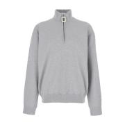 JW Anderson Grå hög hals sweatshirt med logobroderi Gray, Herr