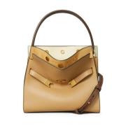 Tory Burch Lee Radziwill Liten Dubbel Toteväska Beige, Dam