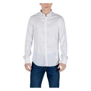 Armani Exchange Stretch Fabric Button-Up Skjorta White, Herr