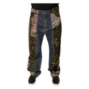 Dolce & Gabbana Patchwork Straight Denim Jeans med Logo Blue, Herr