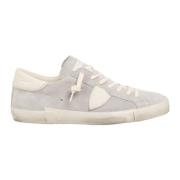 Philippe Model Vintage Distressed Lace-Up Sneakers Gray, Herr