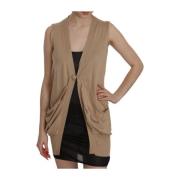 Pink Memories Brun Draperad Stickad Vest Brown, Dam