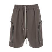 Rick Owens Grå Elastisk Midja Dragsko Shorts Bomull Gray, Herr