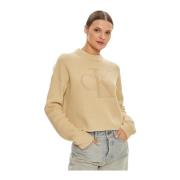 Calvin Klein Beige Logo Sweater - Straight Fit Beige, Dam