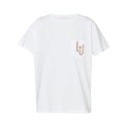 Liu Jo Vit T-shirt med ficka och strass White, Dam