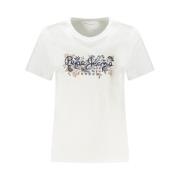 Pepe Jeans Blommig kortärmad topp White, Dam