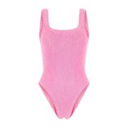 Hunza G Fluo Pink Stretch Nylon Swimsuit Pink, Dam