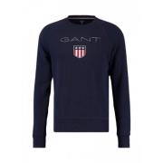 Gant Casual hoodies med ribbstickad nederkant och muddar Blue, Herr