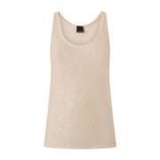 PINKO Beige Ärmlös Top med Scoop Neck Beige, Dam