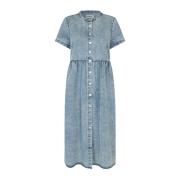 Lollys Laundry Casual Maxi Klänning i Tvättad Denim Blue, Dam