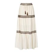 Lollys Laundry Bohemisk Diamondll Maxi Kjol i Kräm Beige, Dam