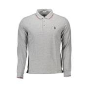 U.S. Polo Assn. Elegant långärmad polo med kontrastdetaljer Gray, Herr