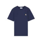 Maison Kitsuné Logotyp Kontrast Fram Kortärmad T-shirt Blue, Herr