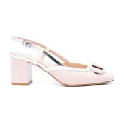 Twinset Rosa Slingback Sandaler med Logo Plaque Pink, Dam