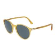 Persol Tidlösa runda solglasögon PO 3350S Yellow, Unisex