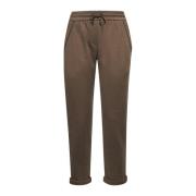 Brunello Cucinelli Brun Elastiska Byxor med Monili Kant Brown, Dam