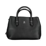 Tommy Hilfiger Svart Satchel Handväska med Kontrastdetaljer Black, Dam