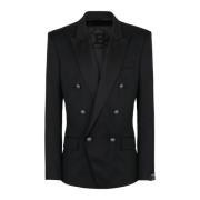 Balmain Ylleblazer med dubbelknäppt silverfärgad knäppning Black, Herr