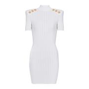 Balmain Kort stickad klänning White, Dam